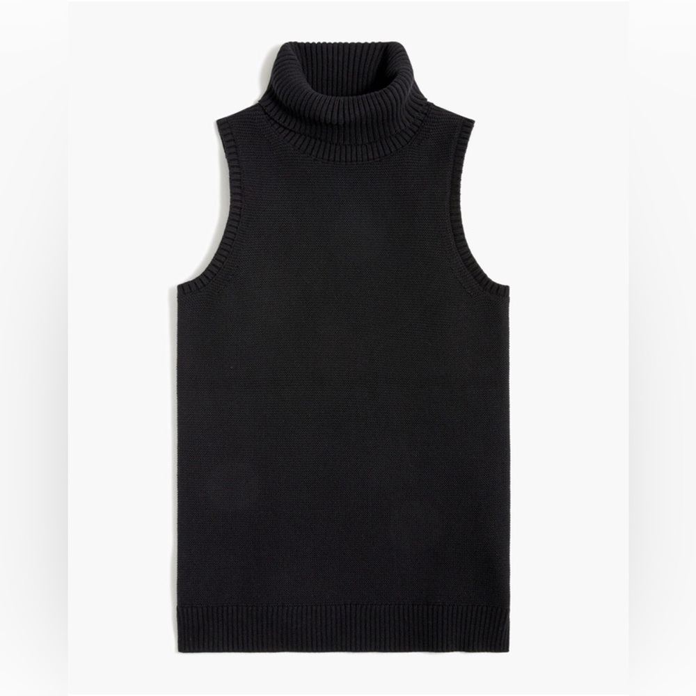 J. Crew Black Sleeveless Turtleneck Tunic Sweater M
